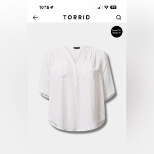 Torrid White ¾ Sleeve Harper Pullover Blouse